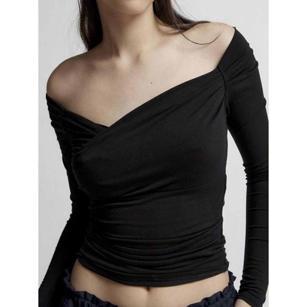 Commense Solid Off Shoulder‎ Crossover Shirring L… - image 2